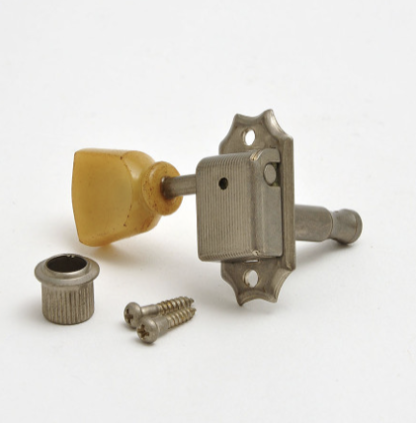 Gotoh Kluson-type vintage tuners with tulip wings. Aged nickel GRM3T