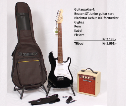 Søvads Guitarpakke 3 El-guitar Junior sort.