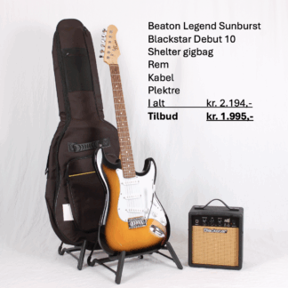 Søvads Guitarpakke 1.  El-guitar m. forstærker og tilbehør.