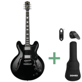 Donner DJP-1000D el-guitar sort m. gigbag +