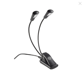 K&M 12245 Dual Music Stand Flexlight, Quad LED with Adaptor