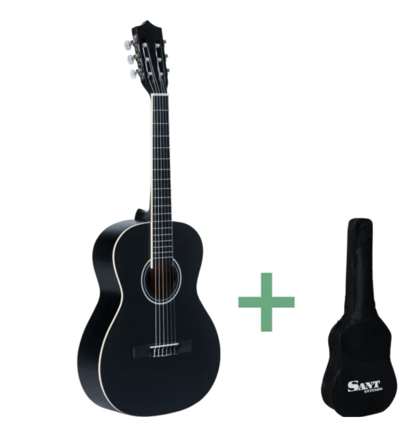 Sant Guitars CJ-36 SBK spansk børne-guitar sort m. taske