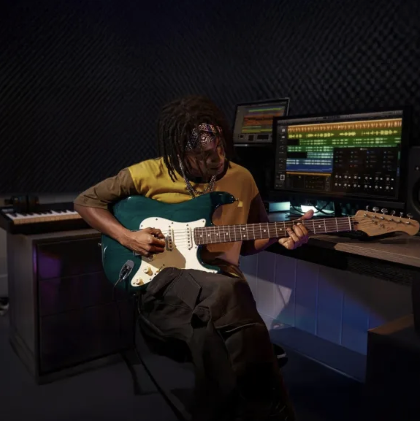 Donner DST-400B el-guitar mørkegrøn m. gigbag og tilbehør - Billede 3